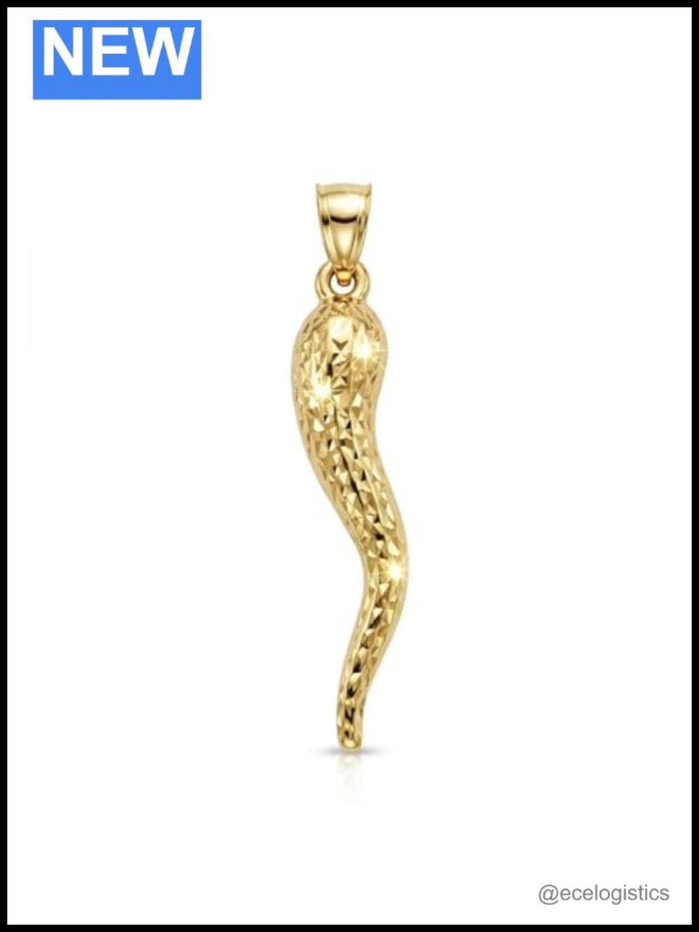 10 Karat Solid Gold Italian Horn Pendant Dangle Charm